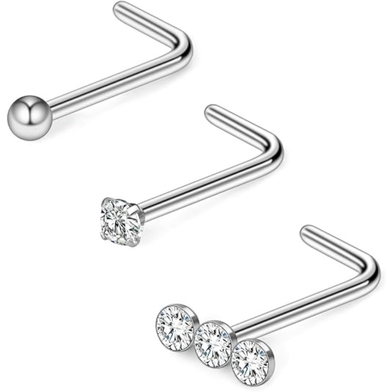 Body Jewelry Surgical Steel - 3 قطع، حلقات أنف من الفولاذ