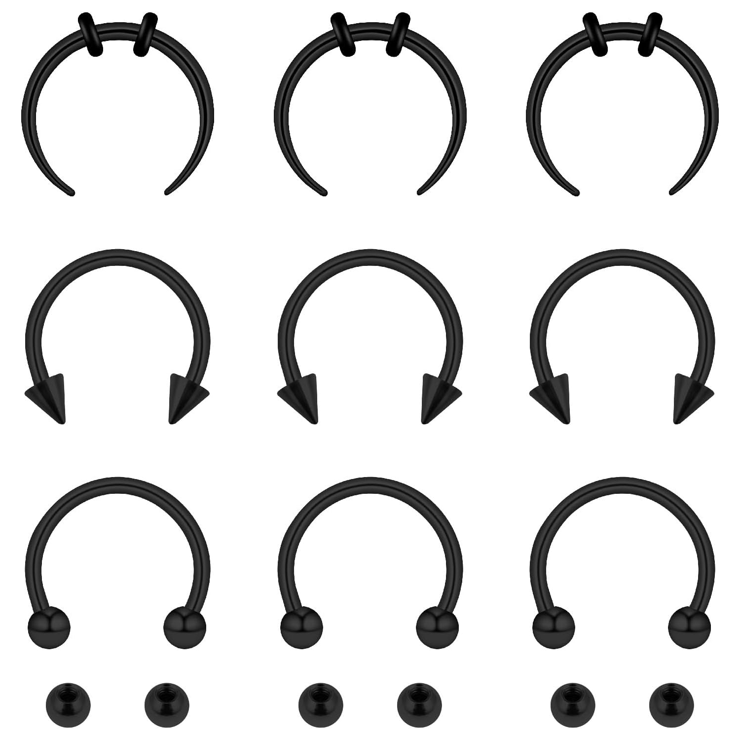 Body Jewelry Replacement Ball - 15pcs مجموعة خاتم الأنف الستمي مع