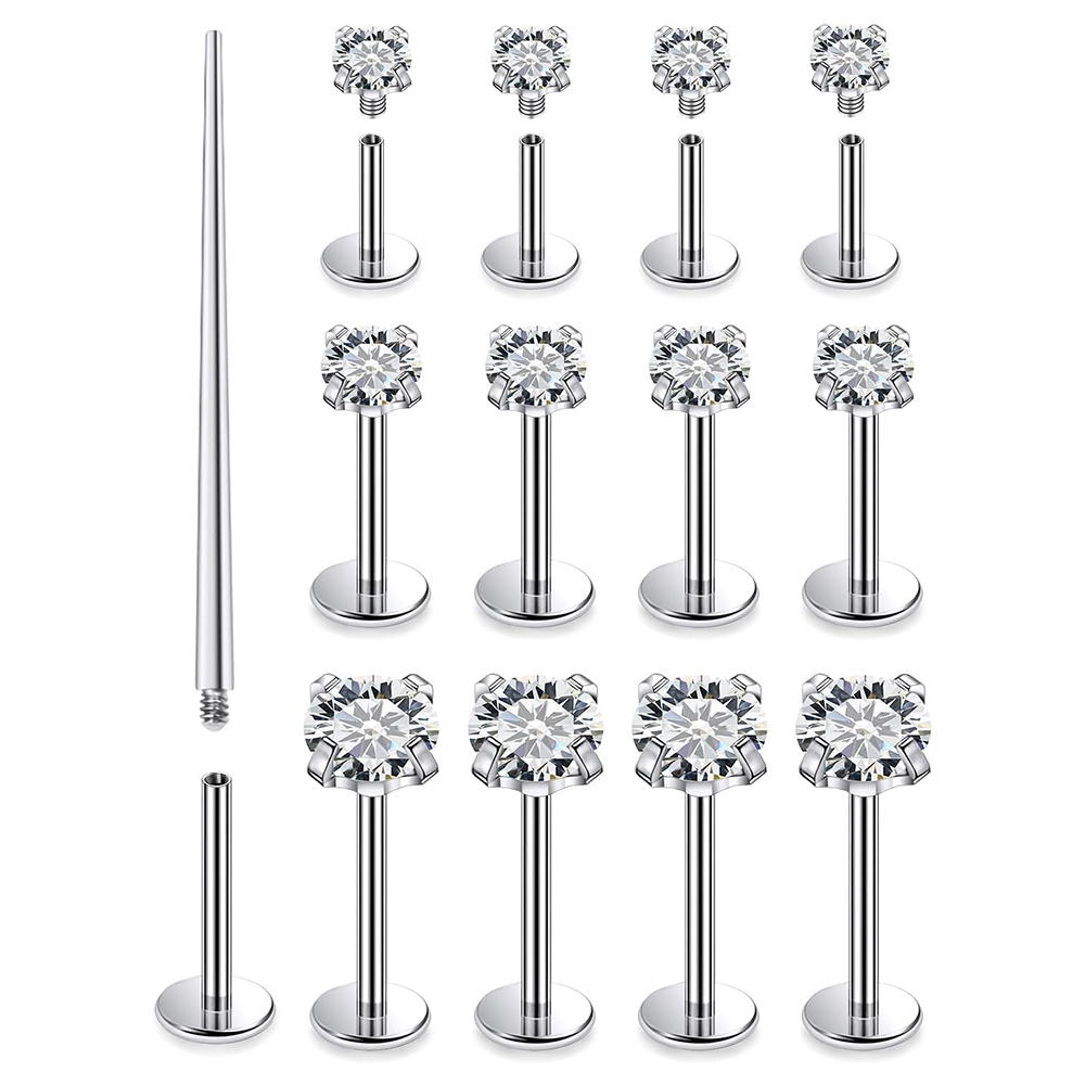 Body Jewelry Surgical Steel - 13 قطعة مجموعة ثقب Labret الجراحية