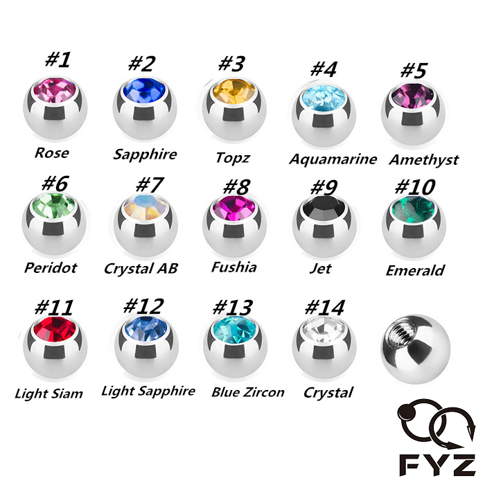Body Jewelry Replacement Ball - 316L الجراحية الصلب الصحافة صالح 1.2*3
