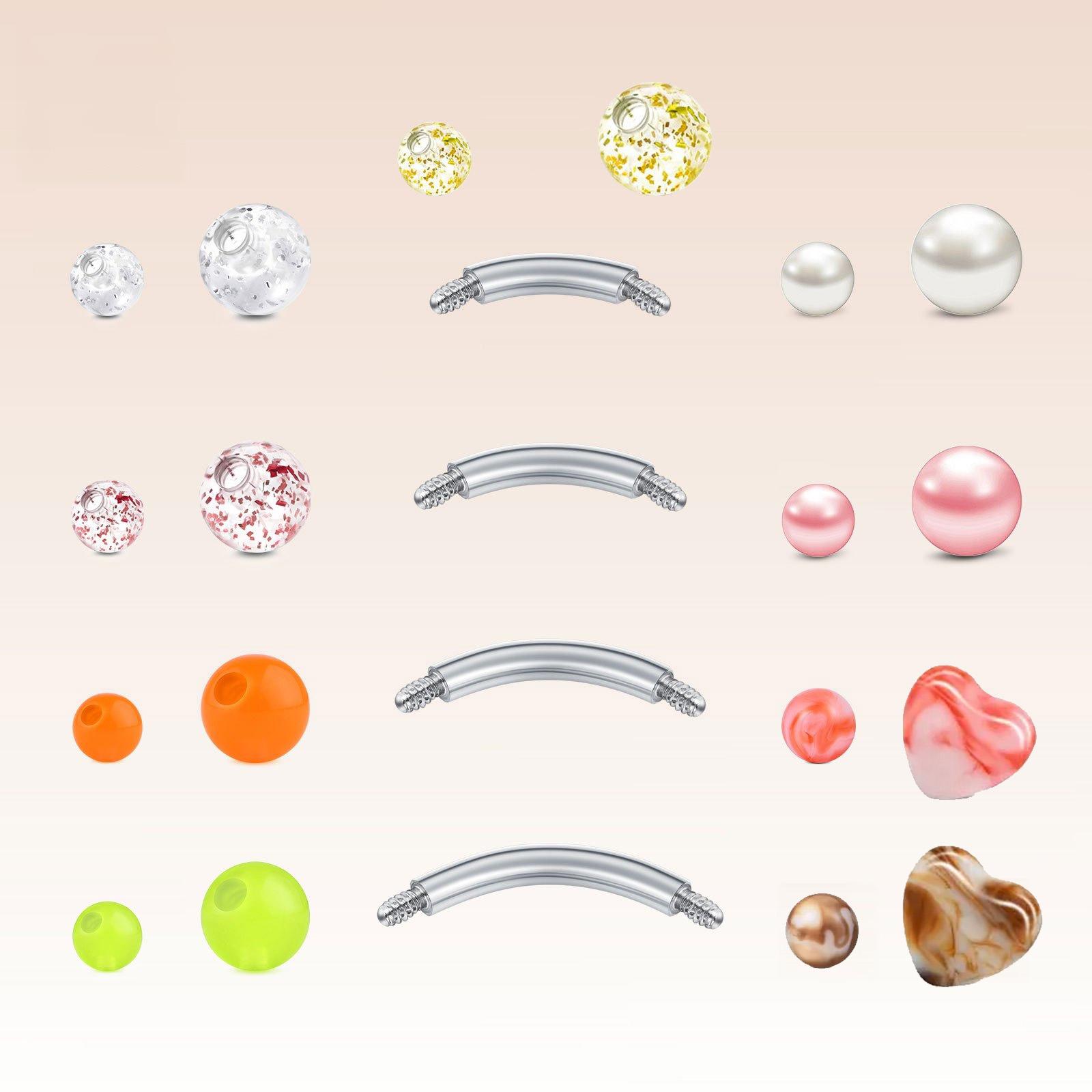 Body Jewelry Replacement Ball - 22pcs 14G الفولاذ المقاوم للصدأ السفرة