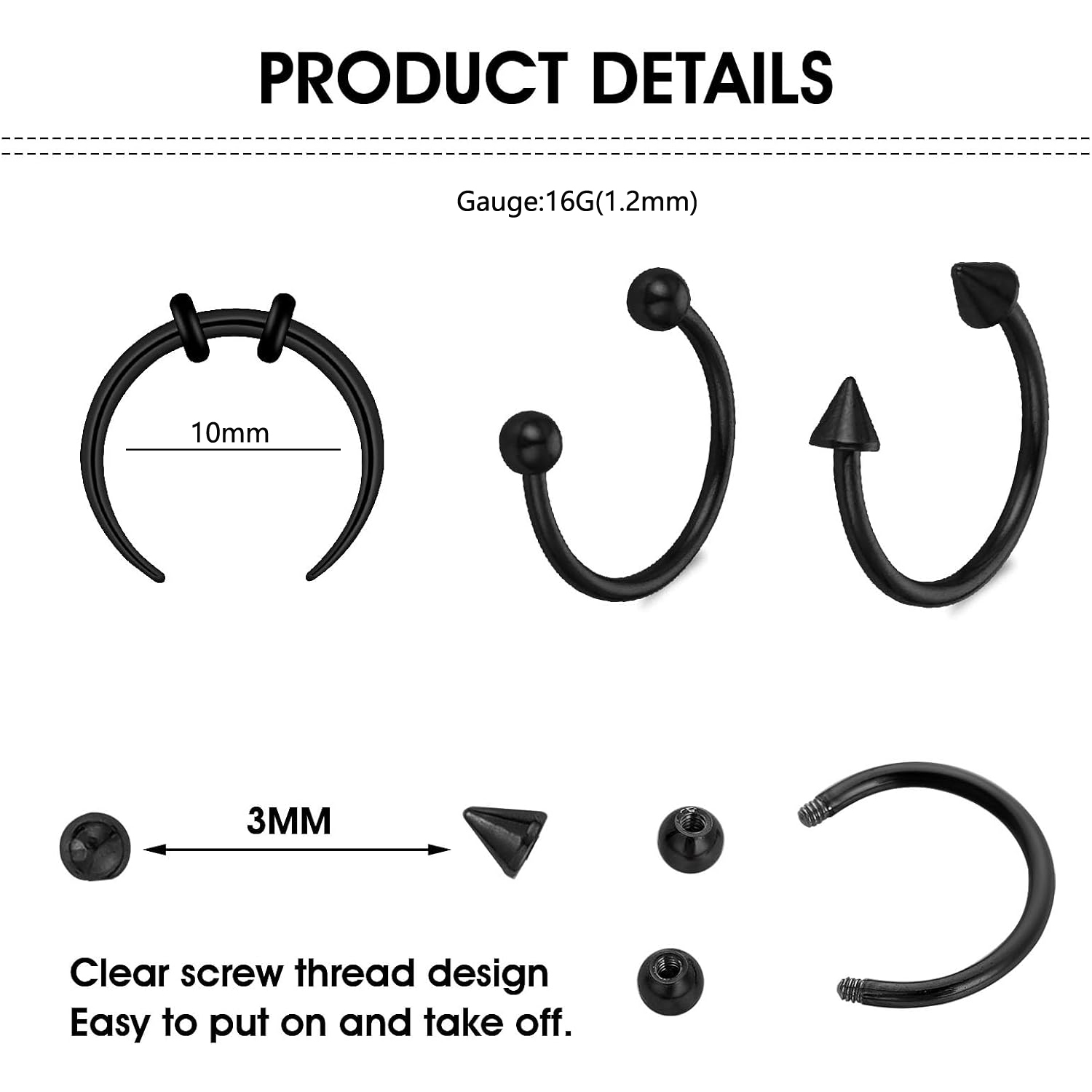 15pcs مجموعة خاتم الأنف الستمي - مراجعة Body Jewelry Replacement Ball وسعره
