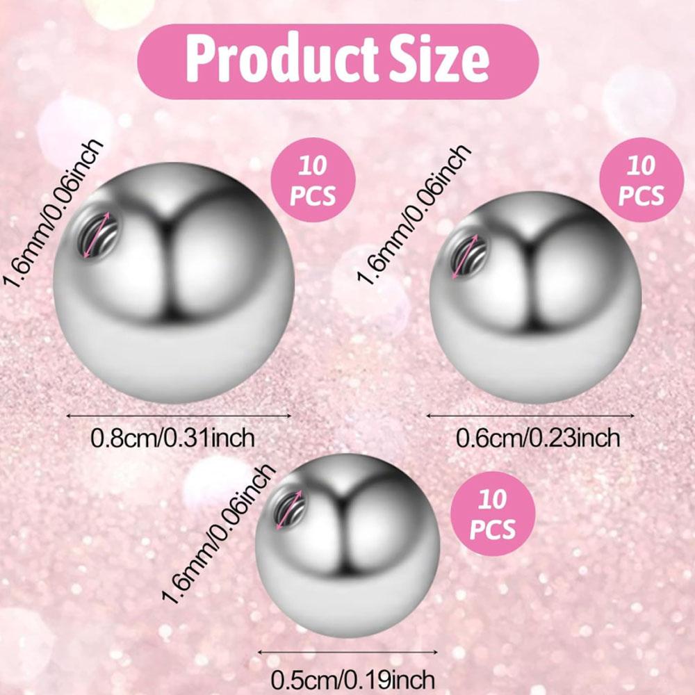 مجموعة من 10/30 قطعة كرات بديل - مراجعة Body Jewelry Replacement Ball وسعره