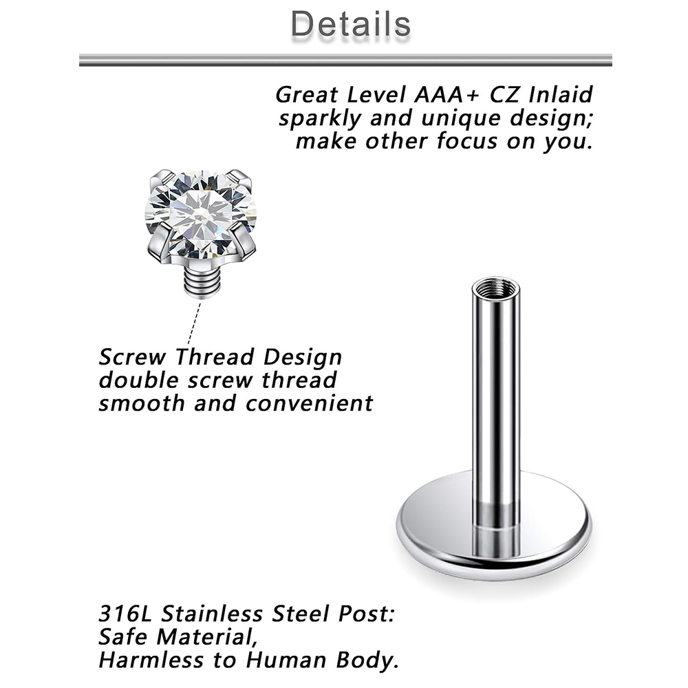 13 قطعة مجموعة ثقب Labret الجر - مراجعة Body Jewelry Surgical Steel وسعره