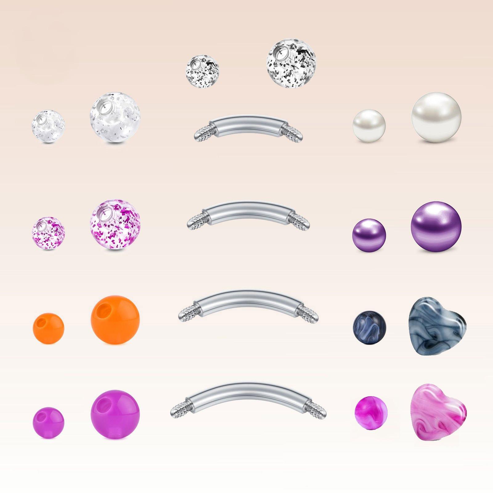 22pcs 14G الفولاذ المقاوم للصد - مراجعة Body Jewelry Replacement Ball وسعره